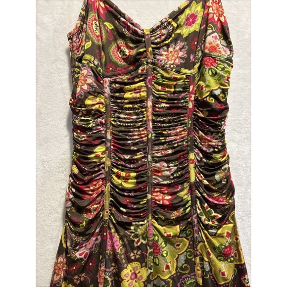 Alberto Makali Boho Ruched Colorful Dress Y2K Whimsygoth Witchy Gypsy Rock 4 - Picture 3 of 11